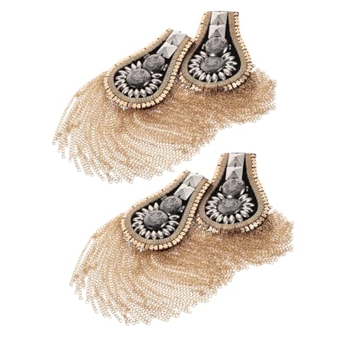 ARTSEWPLY 4 Stück Teiliges Goldene Schulterquasten Epauletten mit Nieten Punkige Metall Schulterverzierungen für Jacken Vielseitige Retro Fransen für Kostüme Bühnenoutfits und Party Looks von ARTSEWPLY