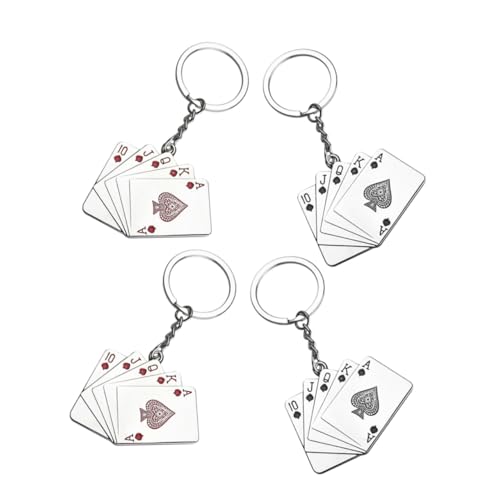 ARTSEWPLY 4 Stück Teiliges Pokerkarten Schlüsselanhänger aus Metall Langlebig und Multifunktional Glückssymbol für Kartenfans als und Dekoration für Partys und Feierlichkeiten ARTSEWPLY 4 Stück Teiliges Pokerkarten Schlüsselanhänger aus Metall Langlebig und Multifunktional Glückssymbol für Kartenfans als und Dekoration für Partys und Feierlichkeiten von ARTSEWPLY