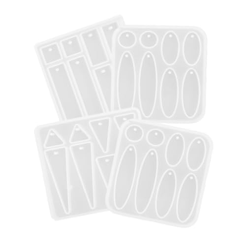 ARTSEWPLY 4 Stück Teiliges Silikon Gießformen für Ohrringe Geometrische Epoxidharz Motive Oval Dreieck für Diy Schmuck und Schlüsselanhänger Langlebig und Wiederverwendbar von ARTSEWPLY