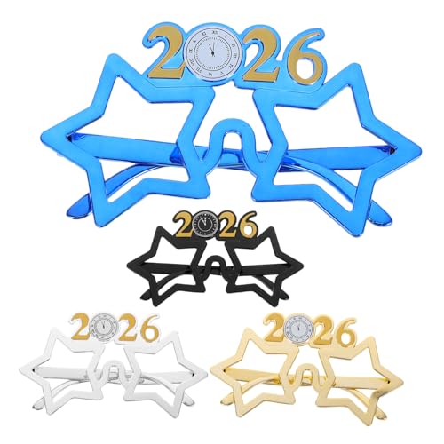 ARTSEWPLY 4 Stück Teiliges Silvesterbrillen Sternform Bunte Kunststoff Brillen ohne Gläser Vielseitiges Party Accessoire für Silvesterfeiern Bühnenauftritte und Festliche Dekorationen von ARTSEWPLY