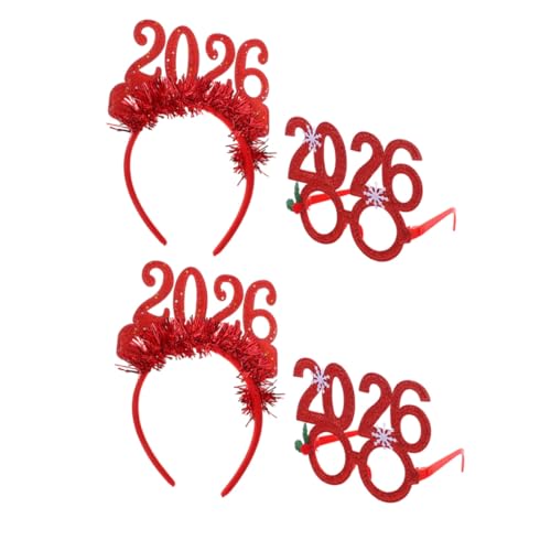 ARTSEWPLY 4 Stücke Teiliges Silvester Haarreifen mit Glitzer Rote Year Haarbänder und Lustige Sonnenbrillen für Weihnachts und Silvesterparty Dekoration und Feier ARTSEWPLY 4 Stücke Teiliges Silvester Haarreifen mit Glitzer Rote Year Haarbänder und Lustige Sonnenbrillen für Weihnachts und Silvesterparty Dekoration und Feier von ARTSEWPLY