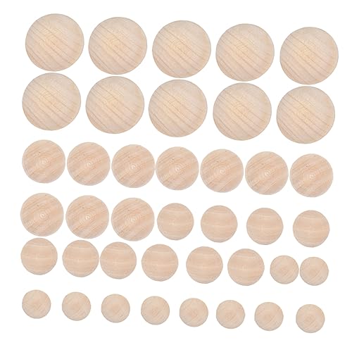 ARTSEWPLY 40 Stück DIY Holzkugeln Unlackierte Holzperlen Halbe Kugeln für Kreative Bastelprojekte Verschiedene für Malen und Gestalten von ARTSEWPLY