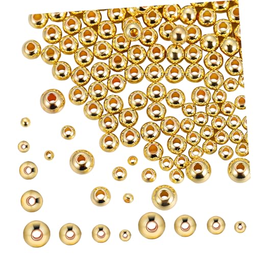 ARTSEWPLY 400 Stück Spacer Perlen Kupfer Rund Perlen mit Farbretention für Schmuckherstellung DIY Armbänder Basteln Zubehör Langlebig und Sicher von ARTSEWPLY