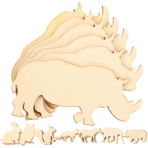 ARTSEWPLY 48 Stück DIY Unvollendete Tier Holzschnittmuster Holzscheiben für Bastelarbeiten für Heimdekoration und Festlichkeiten Sicher für Bemalen und Gestalten von ARTSEWPLY