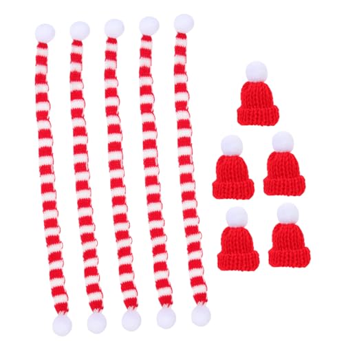 ARTSEWPLY 5 Sätze Weihnachts Mini Mützen und Schals aus Flaschenhut Deko für Weinflaschen Handgestrickt Rot Weiß Festliche Tischdekoration für Familie und Freunde ARTSEWPLY 5 Sätze Weihnachts Mini Mützen und Schals aus Flaschenhut Deko für Weinflaschen Handgestrickt Rot Weiß Festliche Tischdekoration für Familie und Freunde von ARTSEWPLY