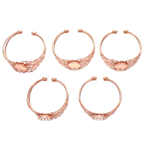 ARTSEWPLY 5 Stück Teiliges Ovaler Lünette Armreifen in Roségold Verstellbare Manschettenarmbänder mit Leerem Tablett Geeignet für Schmuck DIY mit Cabochons und Edelsteinfassung ARTSEWPLY 5 Stück Teiliges Ovaler Lünette Armreifen in Roségold Verstellbare Manschettenarmbänder mit Leerem Tablett Geeignet für Schmuck DIY mit Cabochons und Edelsteinfassung von ARTSEWPLY