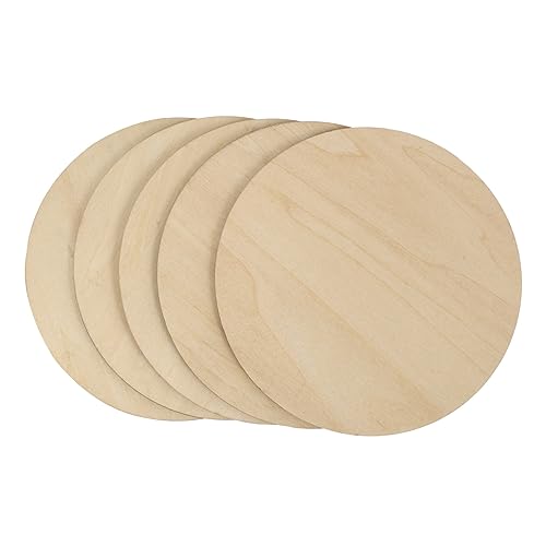 ARTSEWPLY 5 Stück Teiliges Runde Holzscheiben aus Unbehandeltem Naturholz Durchmesser Stark Blanke Holzplatten für DIY Basteln Bemalen Dekoration und Kreative Handwerksprojekte von ARTSEWPLY