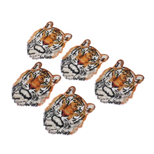 ARTSEWPLY 5 Stück Tiger Kopf Aufnäher Polyester Stickerei Patches zum Aufnähen und Aufbügeln DIY Kleidung Dekorative Sticker für Jacken Jeans Taschen Rucksäcke Leuchtende Farben von ARTSEWPLY