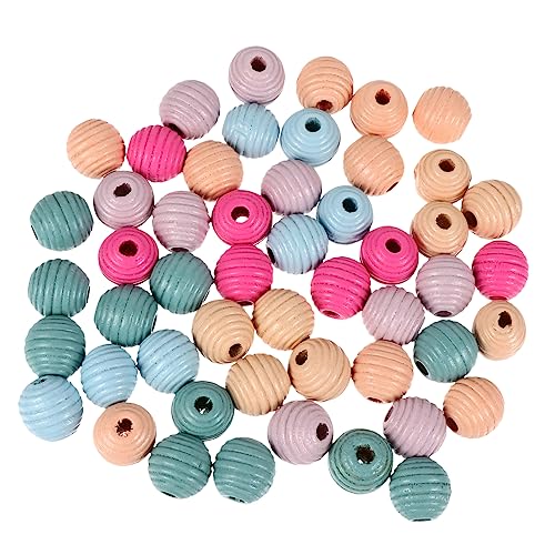 ARTSEWPLY 50 Stück Bunte Holzperlen Schraubgewinde Design DIY Bastelperlen für Armbänder Schmuckherstellung Kinderhandwerk Zubehör von ARTSEWPLY