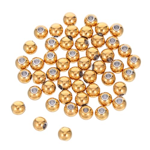 ARTSEWPLY 50 Stück Distanzperlen rostfreiem Stahl Abstandsperlen mit großem Loch lose Abstandsperlen Perlenabstandshalter vergoldete Zwischenperlen Perlenschmuck Rostfreier Stahl Golden von ARTSEWPLY
