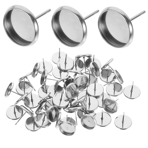 ARTSEWPLY 50 Stück Ohrstecker Rohlinge aus Edelstahl Flache Runde Ohrring Fassungen Langlebige DIY Ohrring Halterung Leicht Vielseitig für Individuelles Schmuckdesign Einfache Montage von ARTSEWPLY