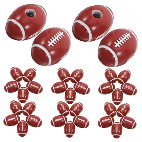 ARTSEWPLY 50 Stück Rugby Perlen Fußball Perlen Mit Saugnäpfen Fluoreszierendes Krawattenzubehör Dekoration Ballperle Halbzeuge Bälle Perlenzubehör Geflochtener Korb Acryl von ARTSEWPLY