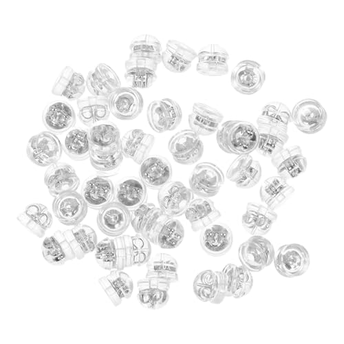 ARTSEWPLY 50 Stück Teiliges Silikon Ohrring Stopper Hamburger Form Weich und Klar Ersatz Ohrstecker Verschluss für Dünne Stifte Bequem und Sicher für Erwachsene von ARTSEWPLY