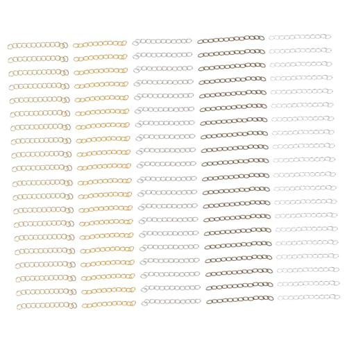 ARTSEWPLY 500 Stück Armbandverlängerungsketten Edelstahl Verstellbar Schmuckzubehör DIY Kettenenden für Halsketten und Armbänder in Silber Gold Bronze Gold Rhodium Lang von ARTSEWPLY