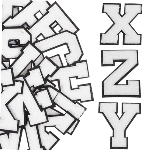 ARTSEWPLY 52 Stück Teiliges Weiße Buchstaben Aufbügel Patches aus Weichem Chenille Bestickte Strapazierfähige Applikationen zum Reparieren und Verzieren von Kleidung Schuhen Accessoires für von ARTSEWPLY