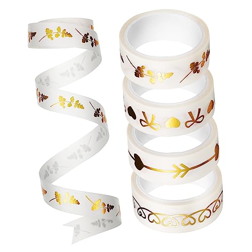 ARTSEWPLY 5Rollen Washi Tape Dekoratives Klebeband mit Bronzing für DIY Handwerk Scrapbooking und Journaling Selbstklebendes Design Stark Haftend Vielseitig Einsetzbar von ARTSEWPLY
