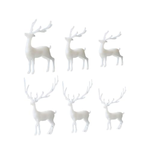 ARTSEWPLY 6 Stück Epoxidharz Elk Ornament Dreidimensionale Mikrolandschaft DIY Füllstoffe Weiße Realistische Tierfiguren Kreative Harzdekoration für Landschaftsbau und Bastelarbeiten von ARTSEWPLY
