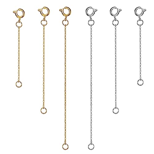 ARTSEWPLY 6 Stück Erweiterungsketten für Frauen und Armbänder Verlängerungsketten mit Karabinerverschluss Gold und Verschiedene Längen für DIY Schmuckgestaltung von ARTSEWPLY