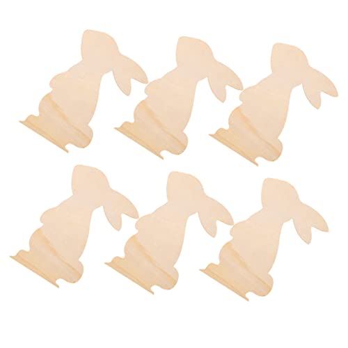 ARTSEWPLY 6 Stück Holzspäne in Hasenform Stichworte Party Ausgeschnitten Basteln Beflockter Hase Häschen Zeug Brauner Hase Hasenrohlinge Kaninchen Bunny Craft Hasen-ornamente von ARTSEWPLY