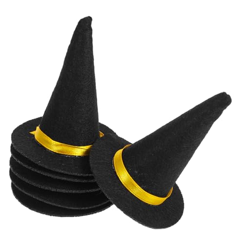 ARTSEWPLY 6 Stück Mini Filz Hexenhüte Weinflaschen Dekoration Halloween Bastelaccessoires Wiederverwendbar Schwarz von ARTSEWPLY