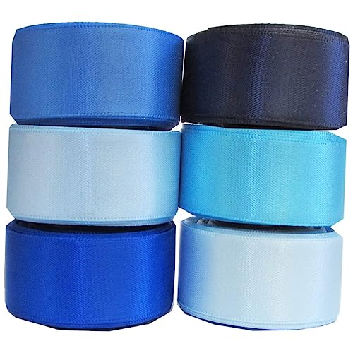 ARTSEWPLY 6 Stück Satinband in Blau Langlebiges Geschenkband für Basteln Partydekoration DIY Geschenkverpackung Wiederverwendbares Dekoband für Festlichkeiten von ARTSEWPLY