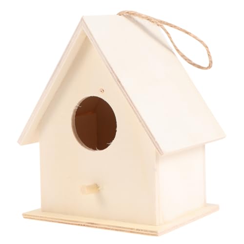ARTSEWPLY 6 Stück Teiliges DIY Holz Bastelset Vogelhaus mit Dickem Seil Unvollendetes Desktop Ornament aus Massivem Holz Glatt Geschliffen zum Bemalen und Dekorieren für Lernspielzeug und von ARTSEWPLY