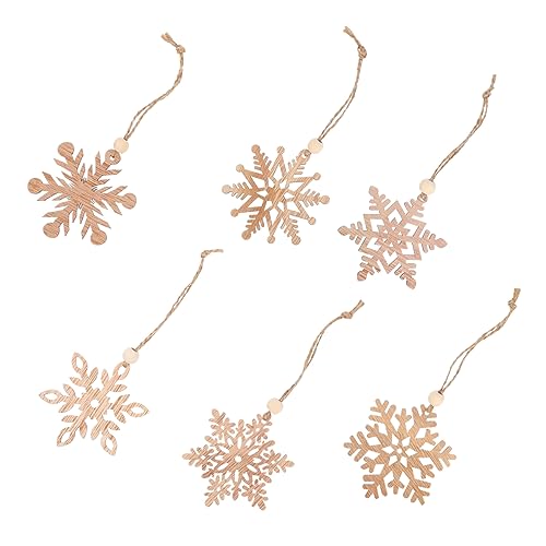 ARTSEWPLY 6 Stück Teiliges Hängende Holz Schneeflocken Ornamente Weihnachtsbaumschmuck mit Vorgebohrten Löchern Vielseitige Winter Deko für Fenster und Baum Traditionelle von ARTSEWPLY