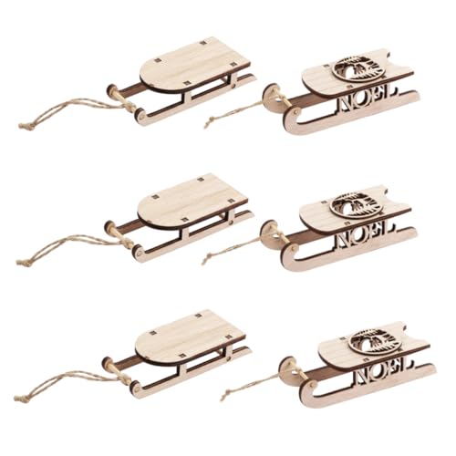 ARTSEWPLY 6 Stück Teiliges Holz Schlitten Ornament DIY zum Bemalen Rustikaler Weihnachts Schlitten Deko mit Beidseitig Bemalbarer Oberfläche für Zuhause und Festliche Winterdekoration von ARTSEWPLY