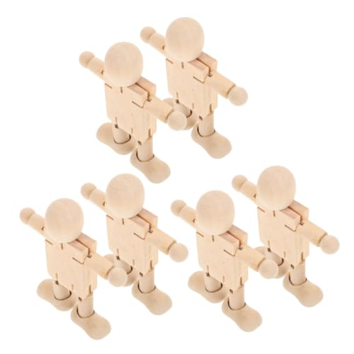 ARTSEWPLY 6 Stück Unvollendete Holzpuppen für DIY Malerei Kreative Bastelroboter Holz Pädagogisches Hand Augen Koordination und Logischen Denkens Familienprojekt von ARTSEWPLY