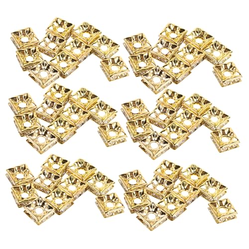 ARTSEWPLY 60 Stück Goldene Kubische Spacer Perlen Glitzernde Strass Würfel Perlen für DIY Schmuckherstellung Armbänder Ohrringe und Anhänger Zubehör von ARTSEWPLY