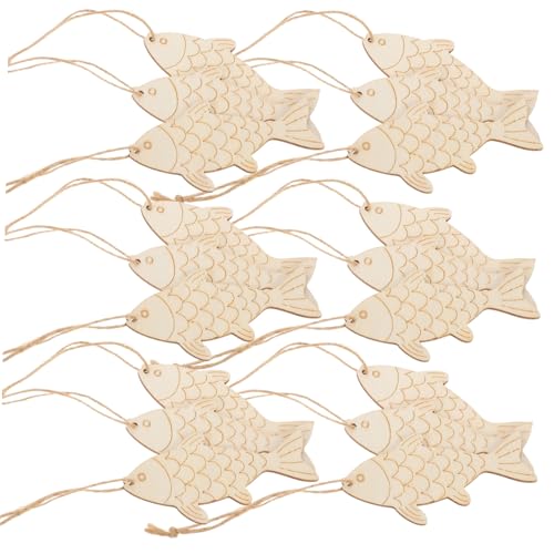 ARTSEWPLY 60 Stück Teiliges Holzfische Unfertige Fischform Holzanhänger mit Hanfseil Vielseitige Diy Bastel Holzscheiben für Wanddekoration Weihnachts und Partydeko Bemalbare Holzfische für von ARTSEWPLY