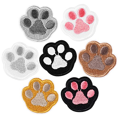 ARTSEWPLY 7 Stück Teiliges Hundepfoten Bügelpatches Selbstklebende Bestickte Applikationen für DIY Kleidung Jacken Hüte und Taschen Reparatur und Dekorationslösungen für Textilien von ARTSEWPLY