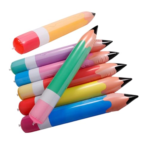ARTSEWPLY 7 Stück Teiliges PVC Aufblasbare Bleistifte für Klassenzimmerdekoration Lustige Partydekoration in Verschiedenen Farben Orange Gelb Blau Grün Rot für Schulanfang und von ARTSEWPLY