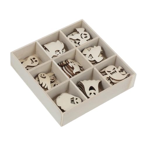 ARTSEWPLY 72 Stück Teiliges Halloween Holzhandwerk Kreative Deko Holzstücke im Box Vielseitige DIY Bastelmaterialien Festliche Anhänger für Party und Herbstdeko Kindgerecht und Handlich von ARTSEWPLY