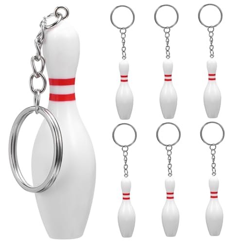 ARTSEWPLY 8 Stück Bowling Schlüsselanhänger Miniatur Bowling Pin Anhänger Sportlicher Schlüsselring Deko für Taschen Rucksäcke und Partys von ARTSEWPLY