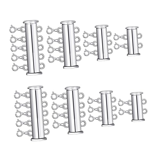 ARTSEWPLY 8 Stück Teiliges Perlenverschluss für Armband und Halskette Silber Multi Strang Schiebeschloss DIY Schmuckzubehör mit Box für Kreative Schmuckgestaltung und Schichten von ARTSEWPLY