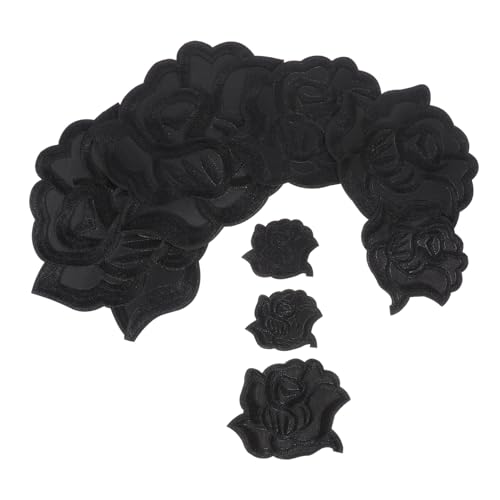 ARTSEWPLY 8 Stück Teiliges Schwarze Weiße Rosen Patches zum Aufbügeln Dekorative Bestickte Applikationen aus Kunstleder Strapazierfähige Reparaturflicken für Kleidung Taschen Hüte Schuhe DIY von ARTSEWPLY