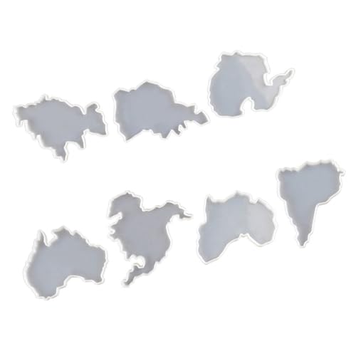ARTSEWPLY 8 Stück Teiliges Silikonform Kontinenten Form DIY Untersetzer Gießformen Hitzebeständig Kreativ für Harz UV Resin Flüssigton Bastelprojekte von ARTSEWPLY