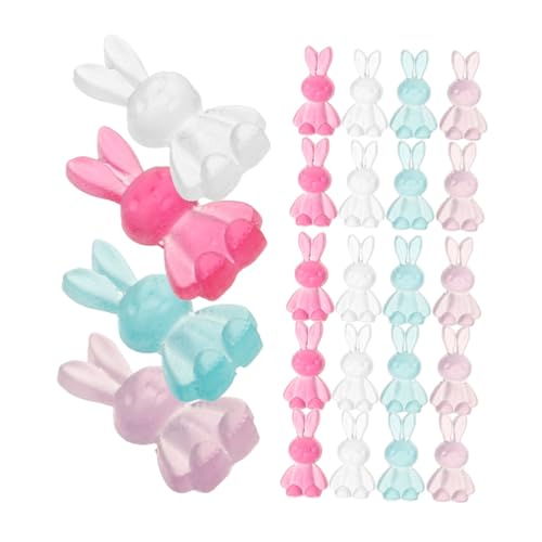 ARTSEWPLY 80 Stück Teiliges Hasen-abstandshalter-perlen- Bunte Halbdurchsichtige Diy-lose Perlen in Weiß Rosa Grün Lila Glatte Oberfläche zum Basteln von Armbändern Halsketten und Schmuck von ARTSEWPLY