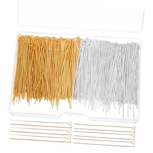 ARTSEWPLY 800 Stück DIY Flachkopf Pins und Ösen Pins für Schmuckherstellung Metall Zubehör für Armband Basteln Box mit Gold Silber Form Gold Form Silber von ARTSEWPLY