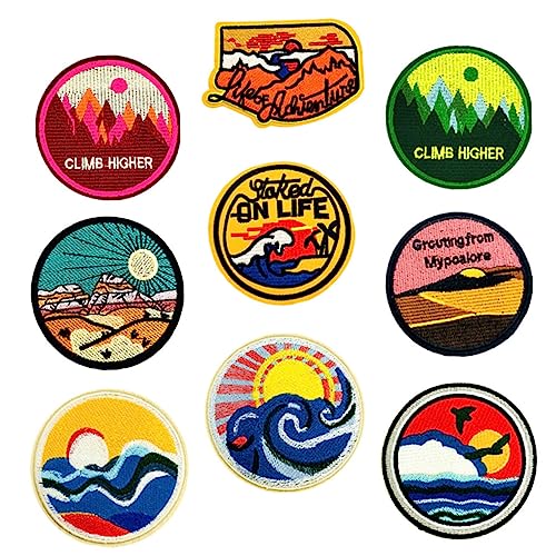 ARTSEWPLY 9 Stück Runde Stickerei Patches Teiliges Bügelbilder für Jeans Jacken Taschen Cartoon Design Langlebig und Hautfreundlich für DIY Kleidung und Bastelprojekte von ARTSEWPLY