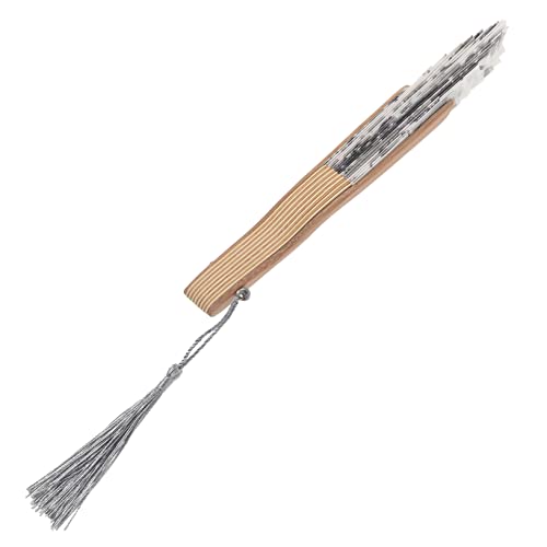 ARTSEWPLY Faltfächer Vintage Faltfächer Faltbarer Handfächer Faltbarer Handfächer Vintage Fächer Handfächer Japanischer Stil Faltbarer Stofffächer Stoff Handfächer Retro Fächer Grau Holz von ARTSEWPLY