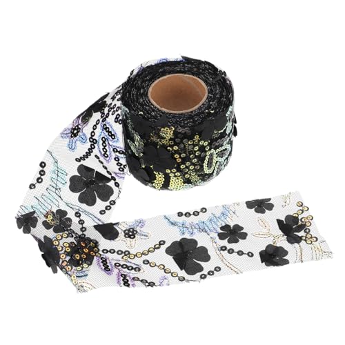 ARTSEWPLY Floral Transparent Schleifenband Breit Paillettenband mit Stickerei DIY Bastelband für Geschenkverpackung Haaraccessoires Kleidung Verzierung von ARTSEWPLY