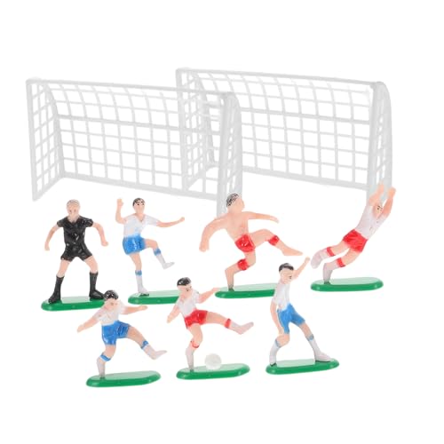 ARTSEWPLY Fußball Tortendeko Miniatur Spielfläche mit Realistischen Kunststoff Spielern und Tor für Jungen Geburtstag Fußball Cupcake Toppers Party Dekoration von ARTSEWPLY