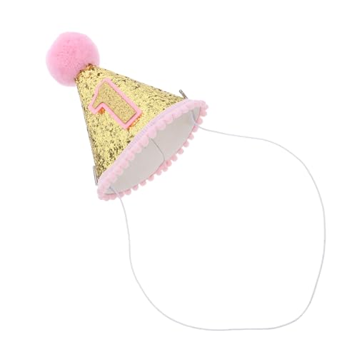ARTSEWPLY Geburtstagsparty Kegelhut für Mädchen mit Verstellbarem Kopfband Glitzer Partyhut aus EVA Leicht Sicher und Langlebig Pinkes Geburtstagszubehör für Babyfeier von ARTSEWPLY