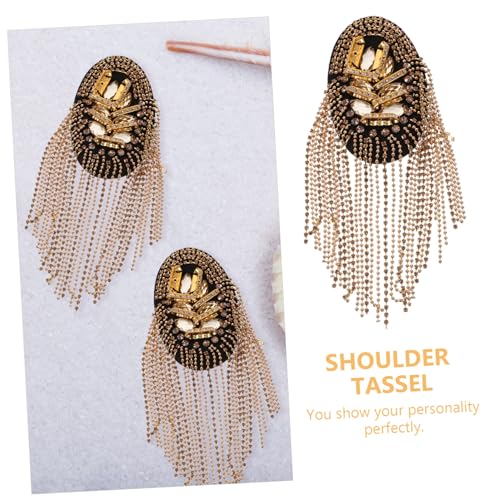 ARTSEWPLY Goldene Quasten schulterklappen mit Strassbesatz Leichte Fransen epaulette für Anzug Langlebiges Modisches Kostüm accessoire Einfach Anzubringen ARTSEWPLY Goldene Quasten schulterklappen mit Strassbesatz Leichte Fransen epaulette für Anzug Langlebiges Modisches Kostüm accessoire Einfach Anzubringen von ARTSEWPLY