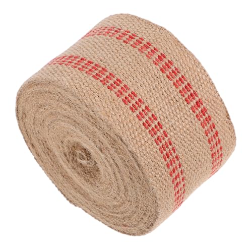 ARTSEWPLY Jute gurtband Breit mit Roten Streifen Vintage Rustikales Polsterband für Stuhlreparatur DIY Handwerk Webband Meterware Möbelstoff von ARTSEWPLY
