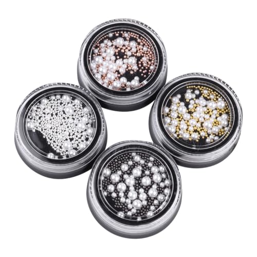 ARTSEWPLY Nagelkunst Perlen Weiß Imitationsperlen Metallkugeln für Maniküre Nageldesign DIY Schmuck für Frauen Mädchen von ARTSEWPLY