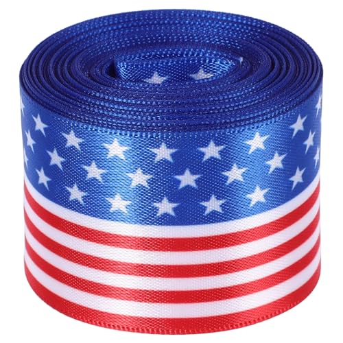 ARTSEWPLY Patriotisches Dekoband US Flagge Breit Vielseitiges Bastelband für Unabhängigkeitstag Geschenkverpackung Partydeko Hochwertiges Stoffband mit Feiner Textur von ARTSEWPLY