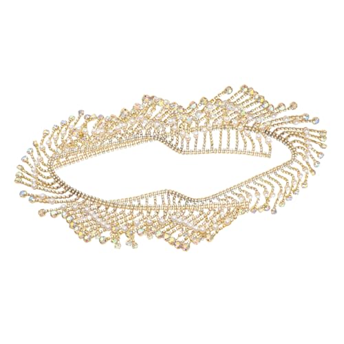 ARTSEWPLY Perlenbesetzte Goldfarbene Ab strass borte mit Wellenmuster Vielseitiger DIY bekleidungs Handwerks besatz Langlebige Dekorative Kleidung Taschenverzierung für Vintage hochzeiten von ARTSEWPLY